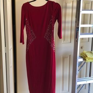 Red jersey dress with u back